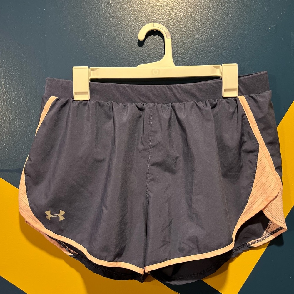 Under Armour Blue & Baby Pink Run Shorts EUC
